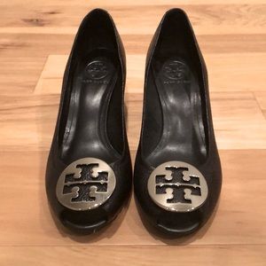 Tory Burch Peep Toe Wedges